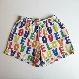 New York & Company Multicolor Love Graphic Print Athletic Terry Comfy Shorts